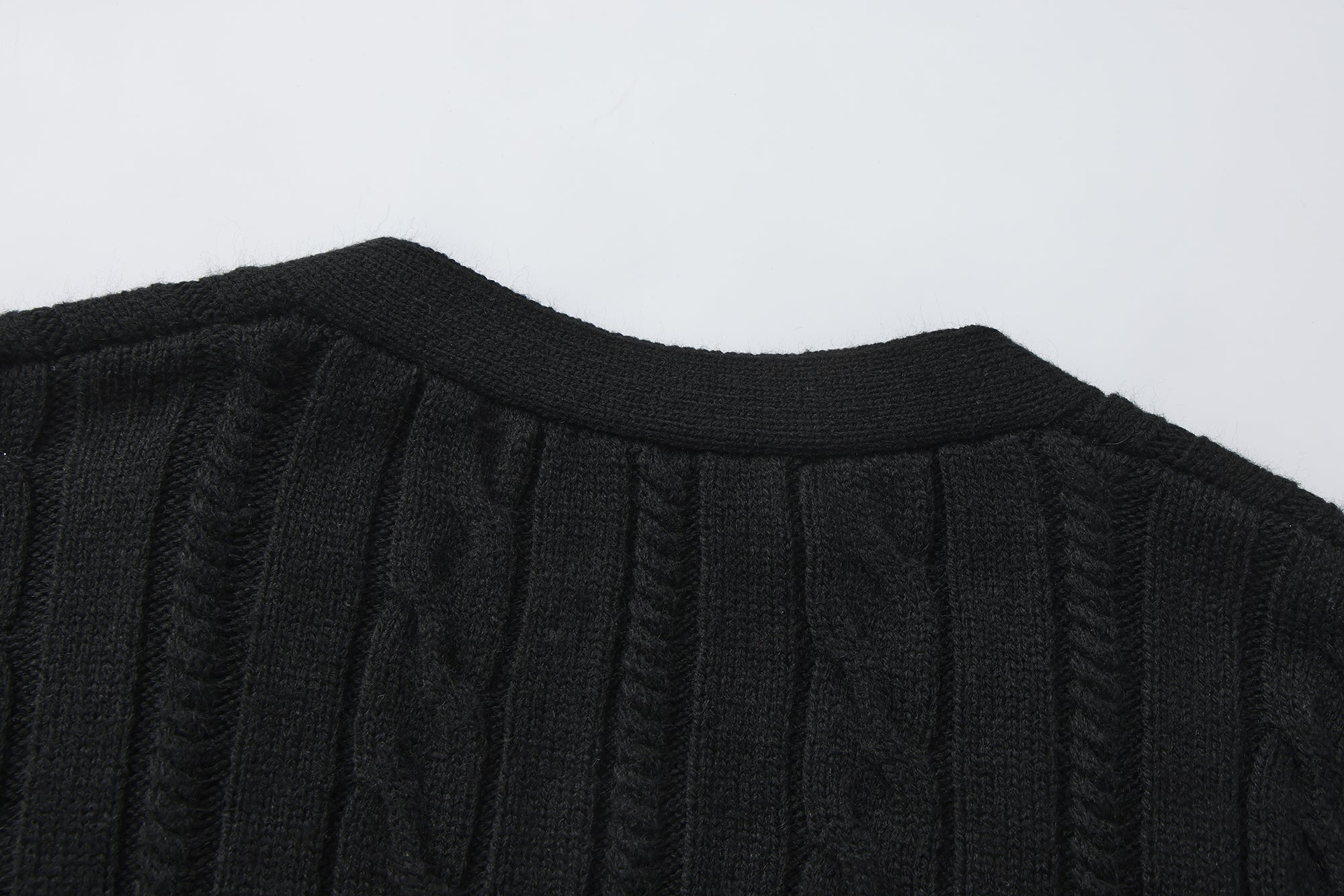 Black Oversized Knit Chain Detail Gold Button Cardigan Coat