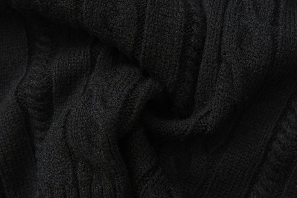 Black Oversized Knit Chain Detail Gold Button Cardigan Coat