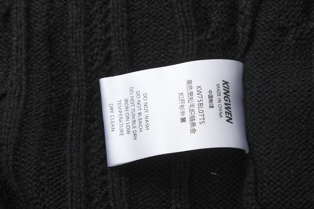 Black Oversized Knit Chain Detail Gold Button Cardigan Coat
