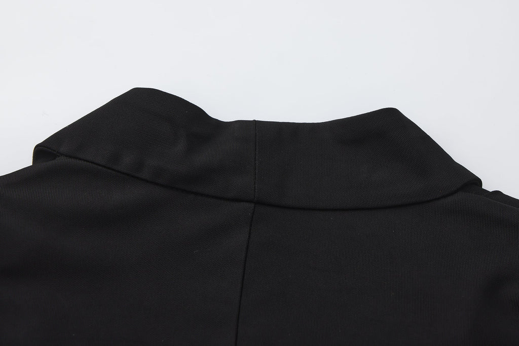 Black Cowl Neck Gold Button Ribbon Blouse