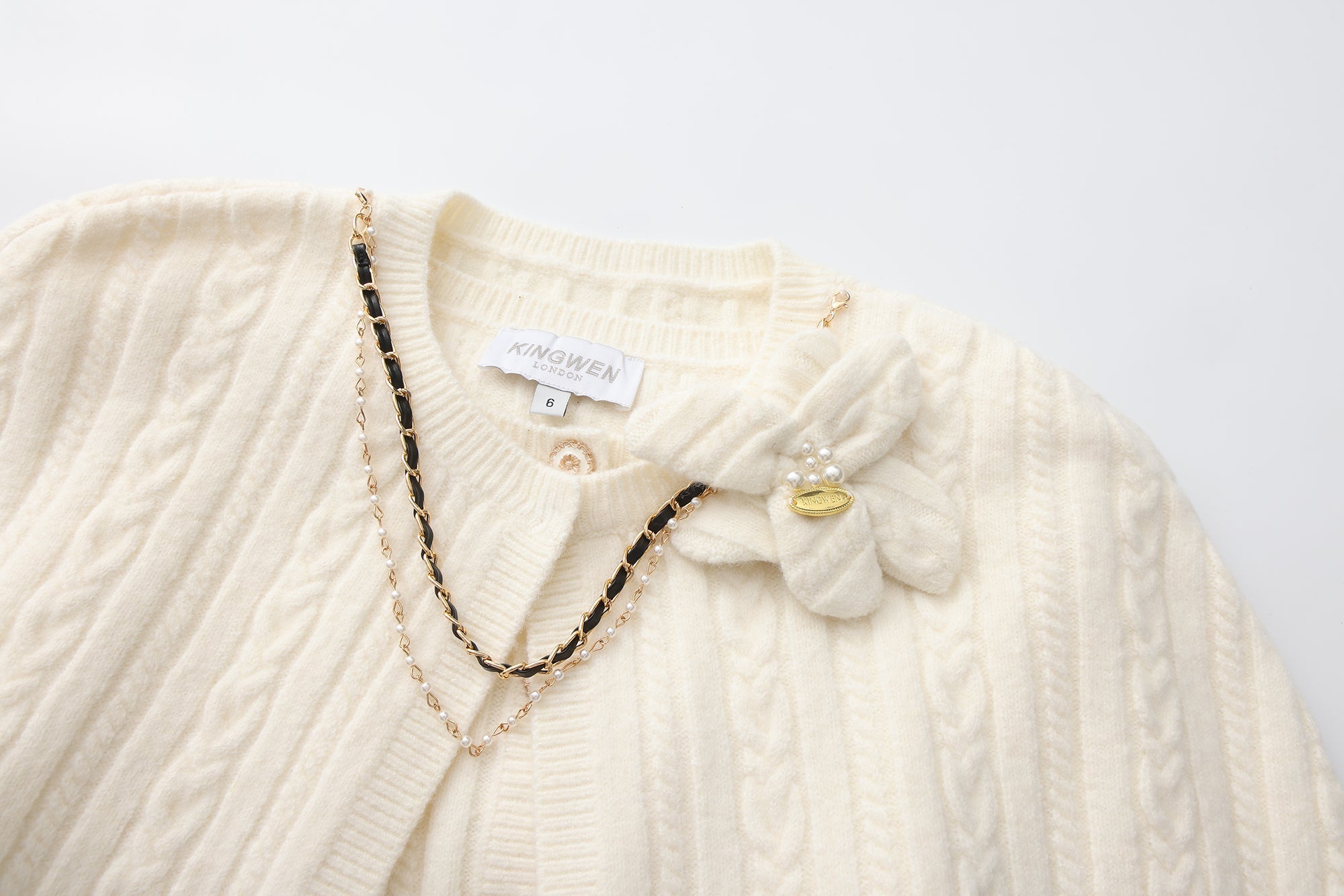 White Iris Pearl Knit Cape Cardigan / Pants