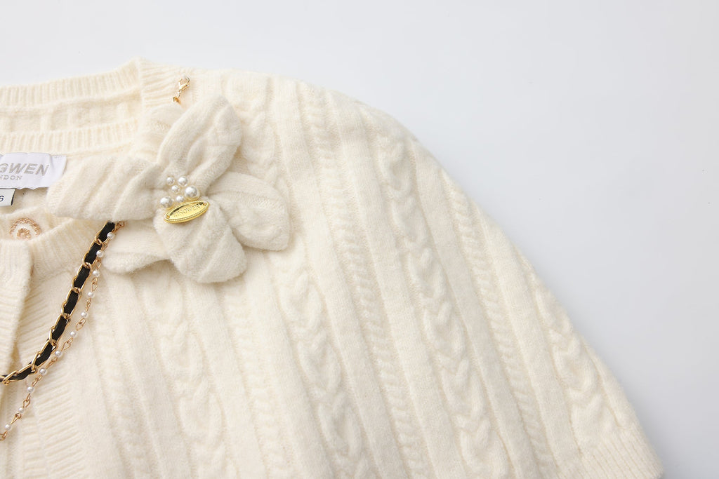 White Iris Pearl Knit Cape Cardigan / Pants