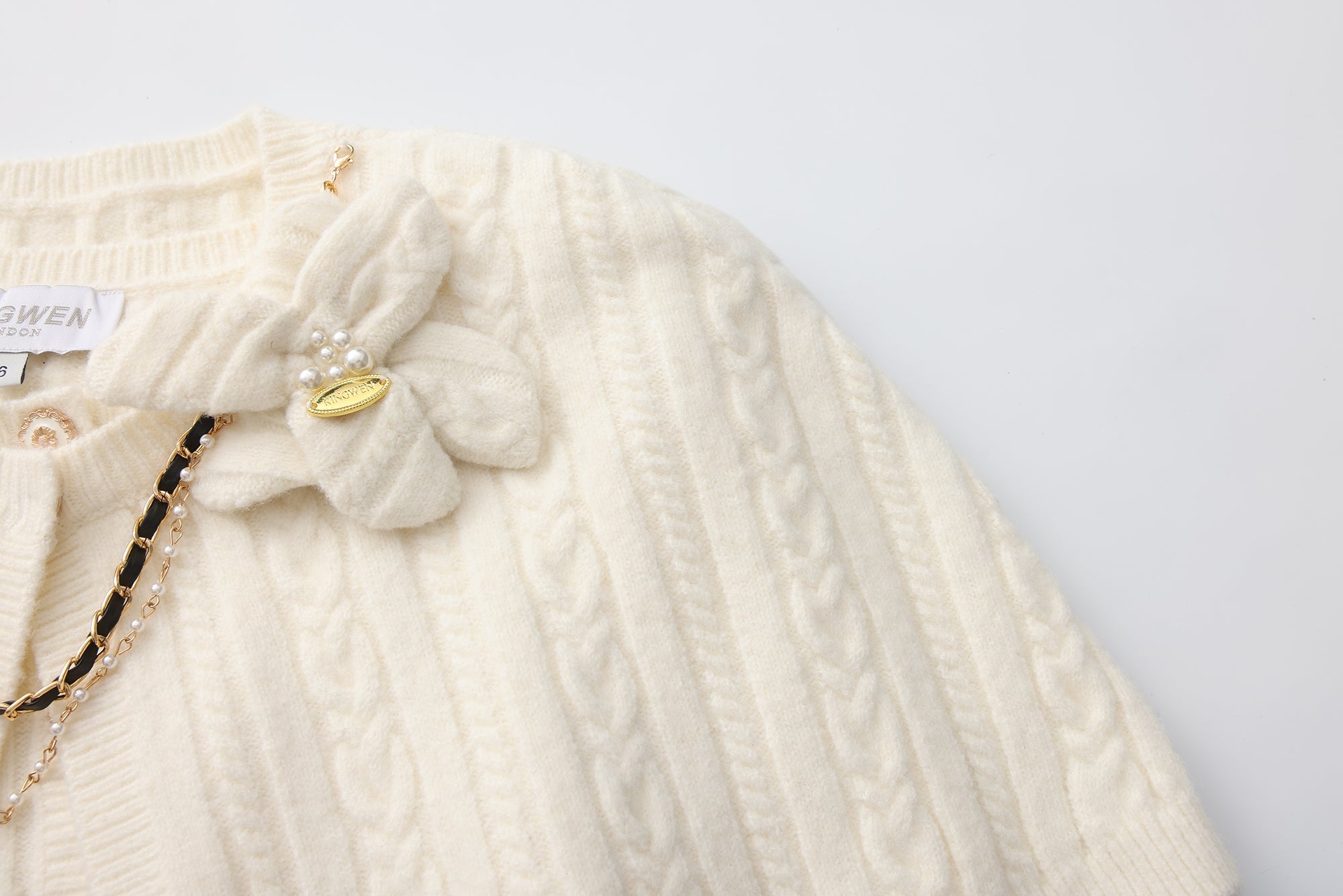 White Iris Pearl Knit Cape Cardigan / Pants