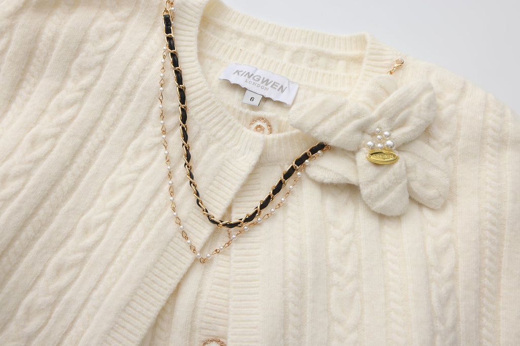 White Iris Pearl Knit Cape Cardigan / Pants