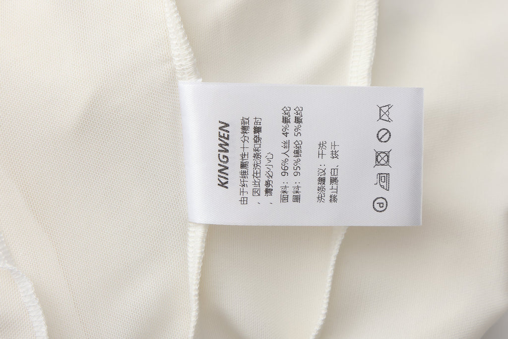 White Cowl Neck Gold Button Ribbon Blouse