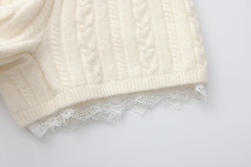 White Iris Pearl Knit Cape Cardigan / Pants