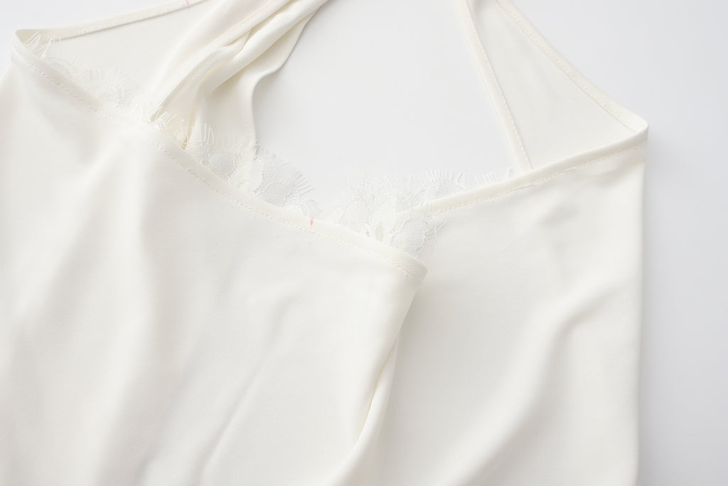 White Satin Halter Top