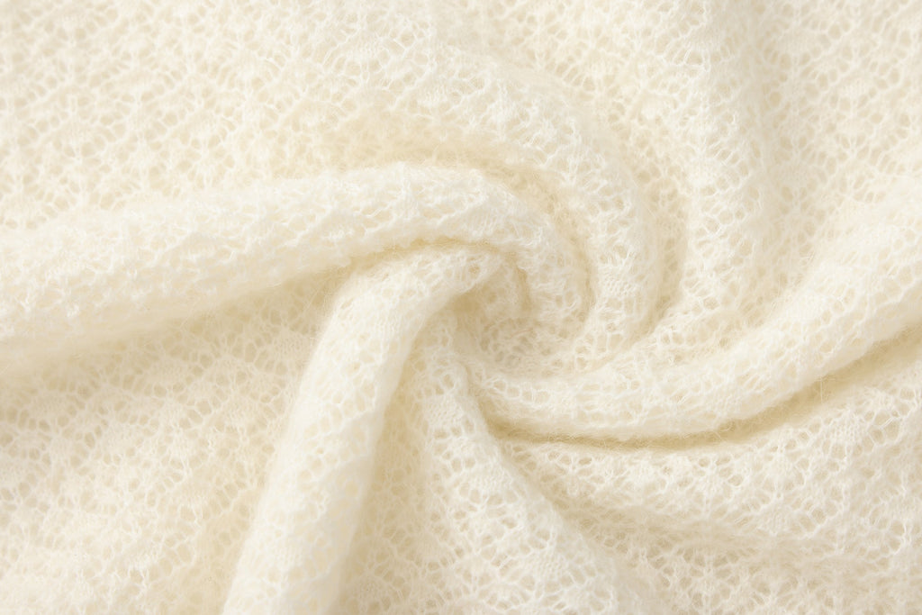 White Lace Panel Shell Knit Cardigan