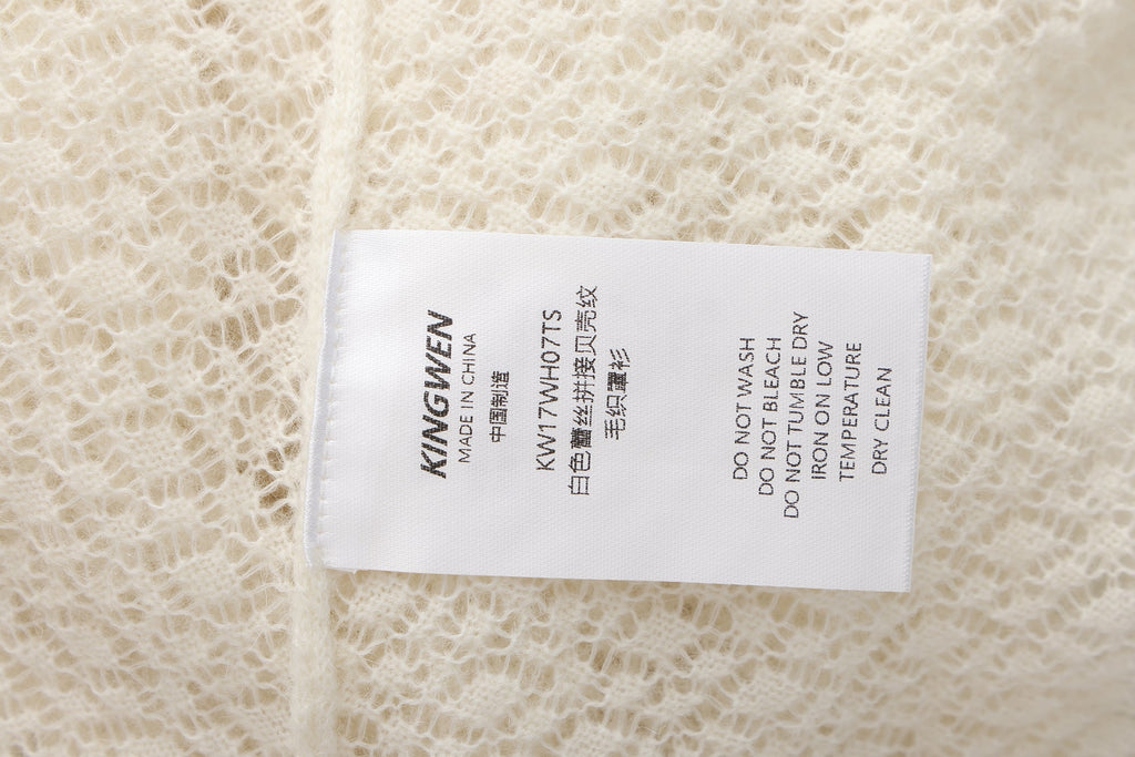 White Lace Panel Shell Knit Cardigan