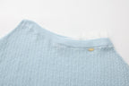 Blue Lace Panel Shell Knit Cardigan