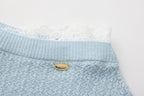 Blue Lace Panel Shell Knit Cardigan