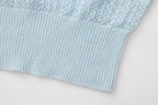Blue Lace Panel Shell Knit Cardigan