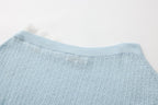 Blue Lace Panel Shell Knit Cardigan
