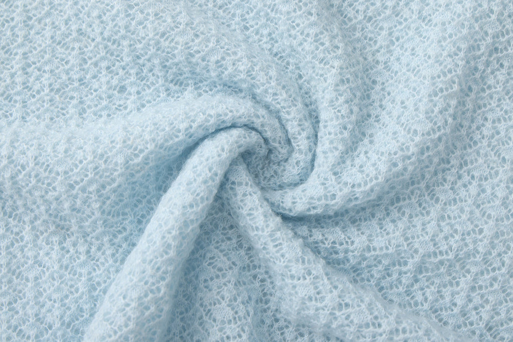 Blue Lace Panel Shell Knit Cardigan