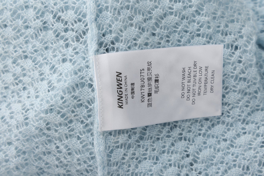 Blue Lace Panel Shell Knit Cardigan