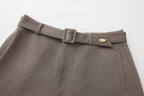 Warm Grey Wide Belt Shorts