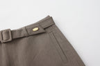 Warm Grey Wide Belt Shorts