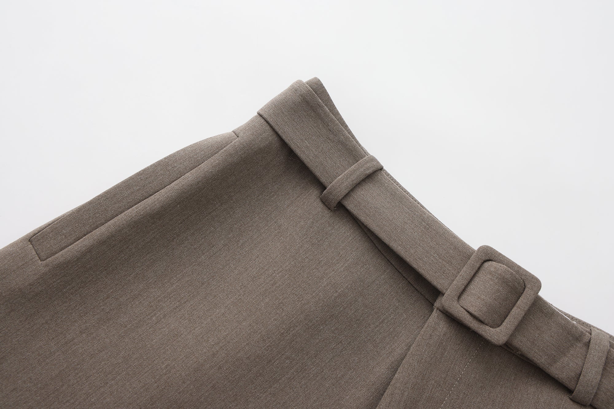 Warm Grey Wide Belt Shorts