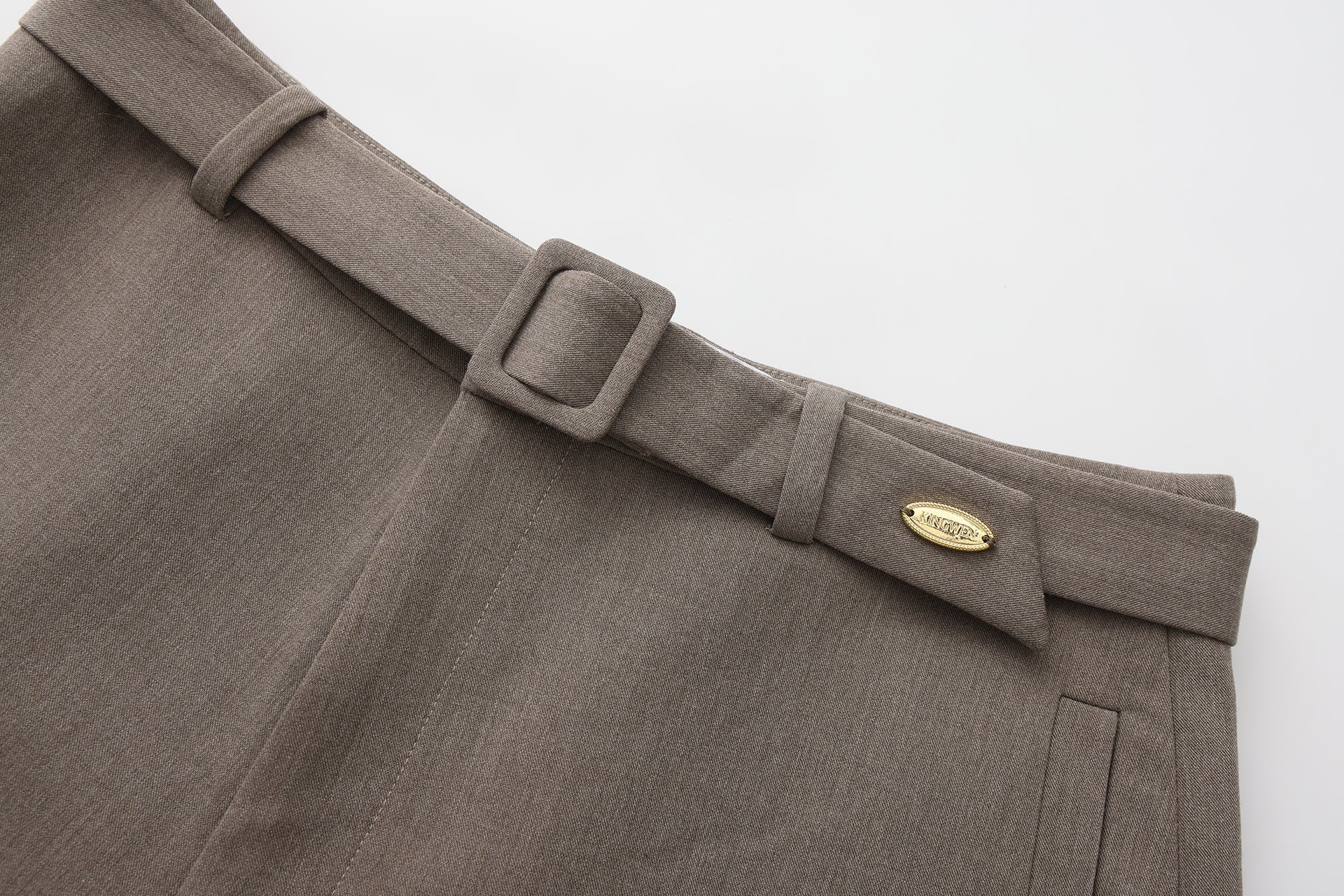 Warm Grey Wide Belt Shorts