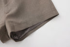 Warm Grey Wide Belt Shorts
