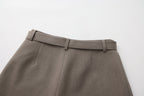 Warm Grey Wide Belt Shorts