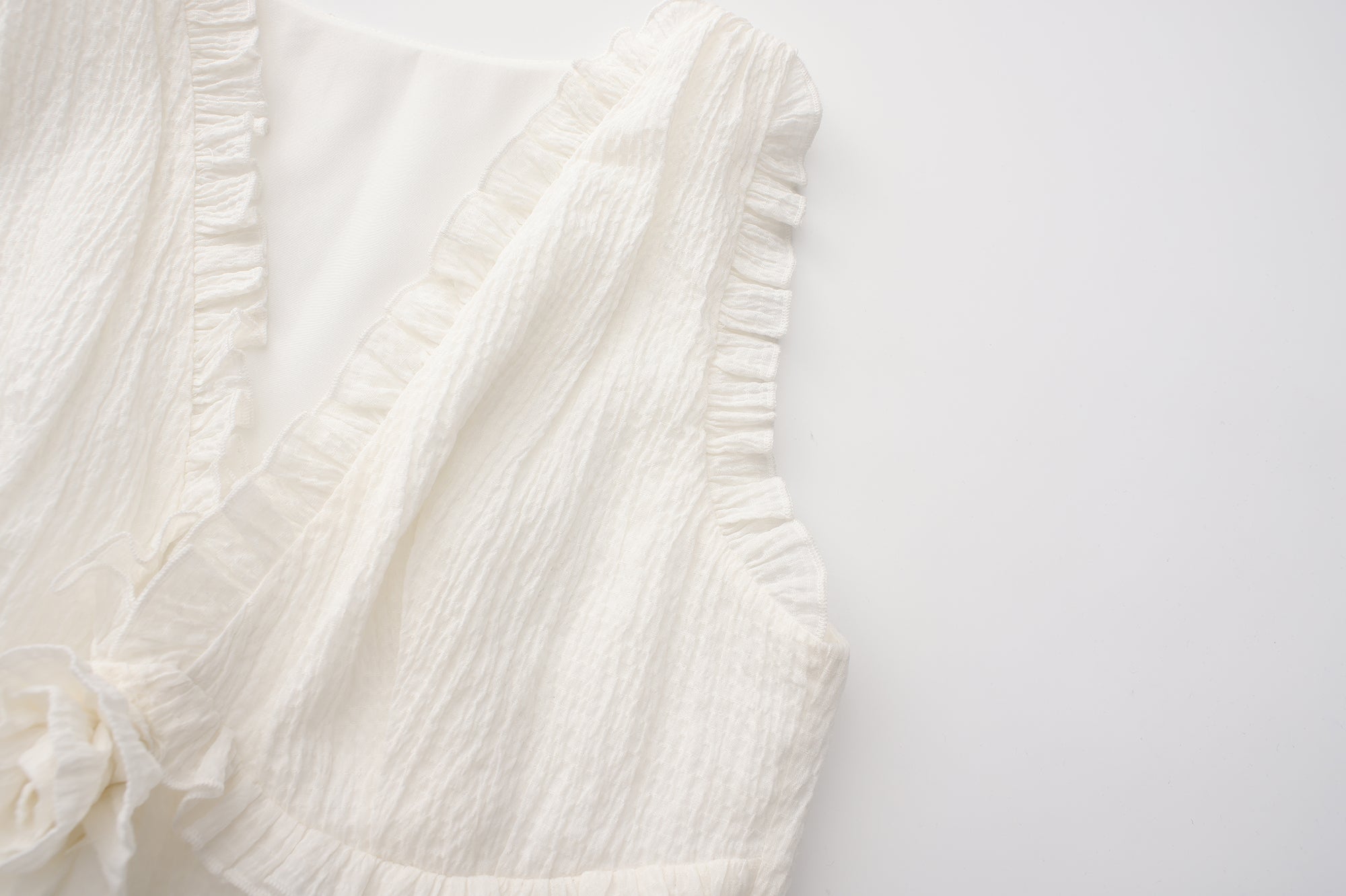 White Frills Ramie Top