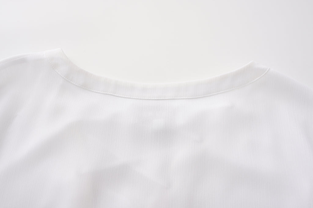 White V-neck Chiffon Shirt