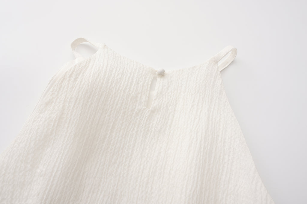 White Halter Ramie Dress