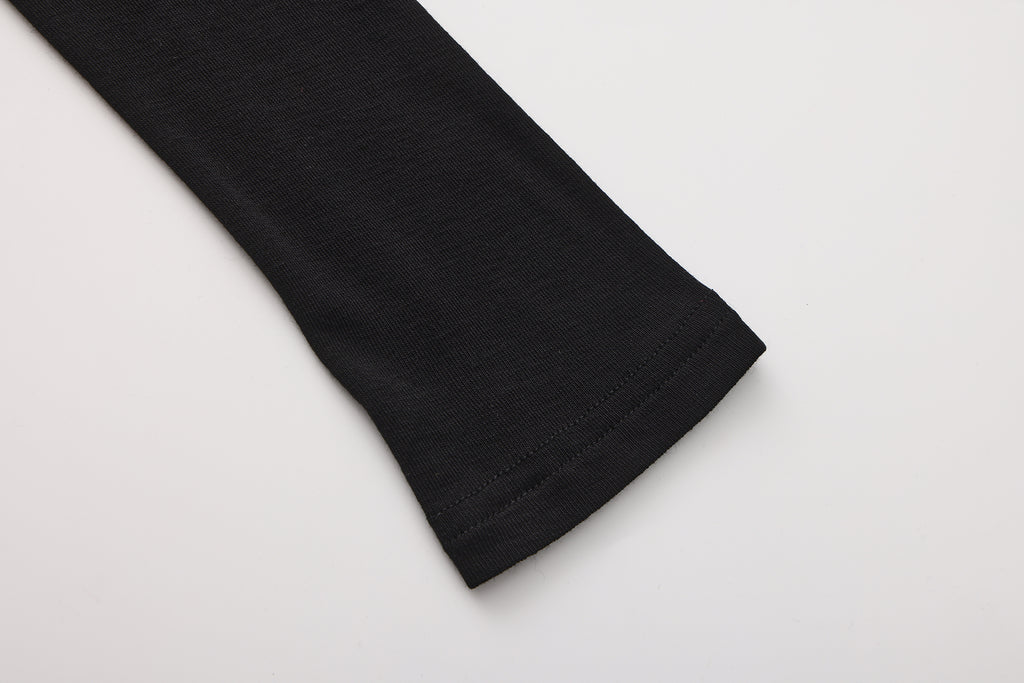 Black Off-The-Shoulder Draped Halter Long-Sleeve Top