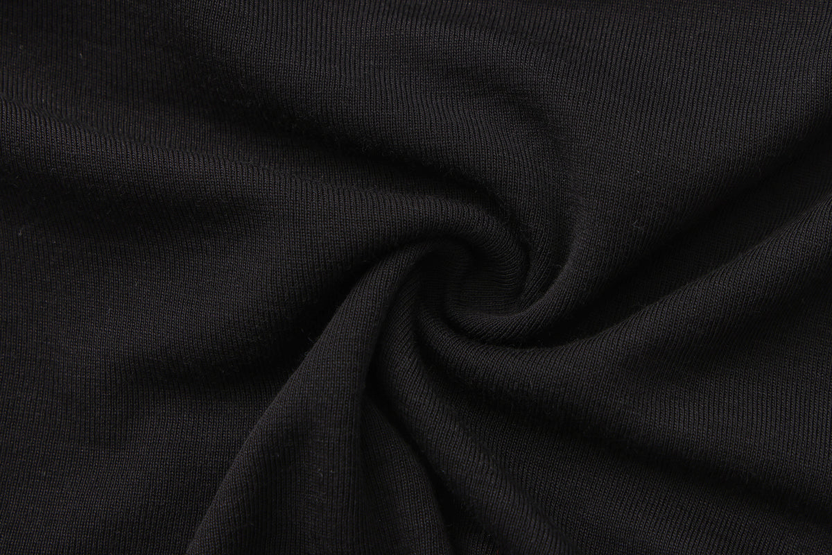 Black Off-The-Shoulder Draped Halter Long-Sleeve Top