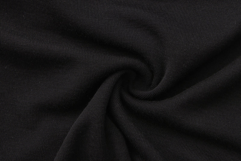 Black Off-The-Shoulder Draped Halter Long-Sleeve Top