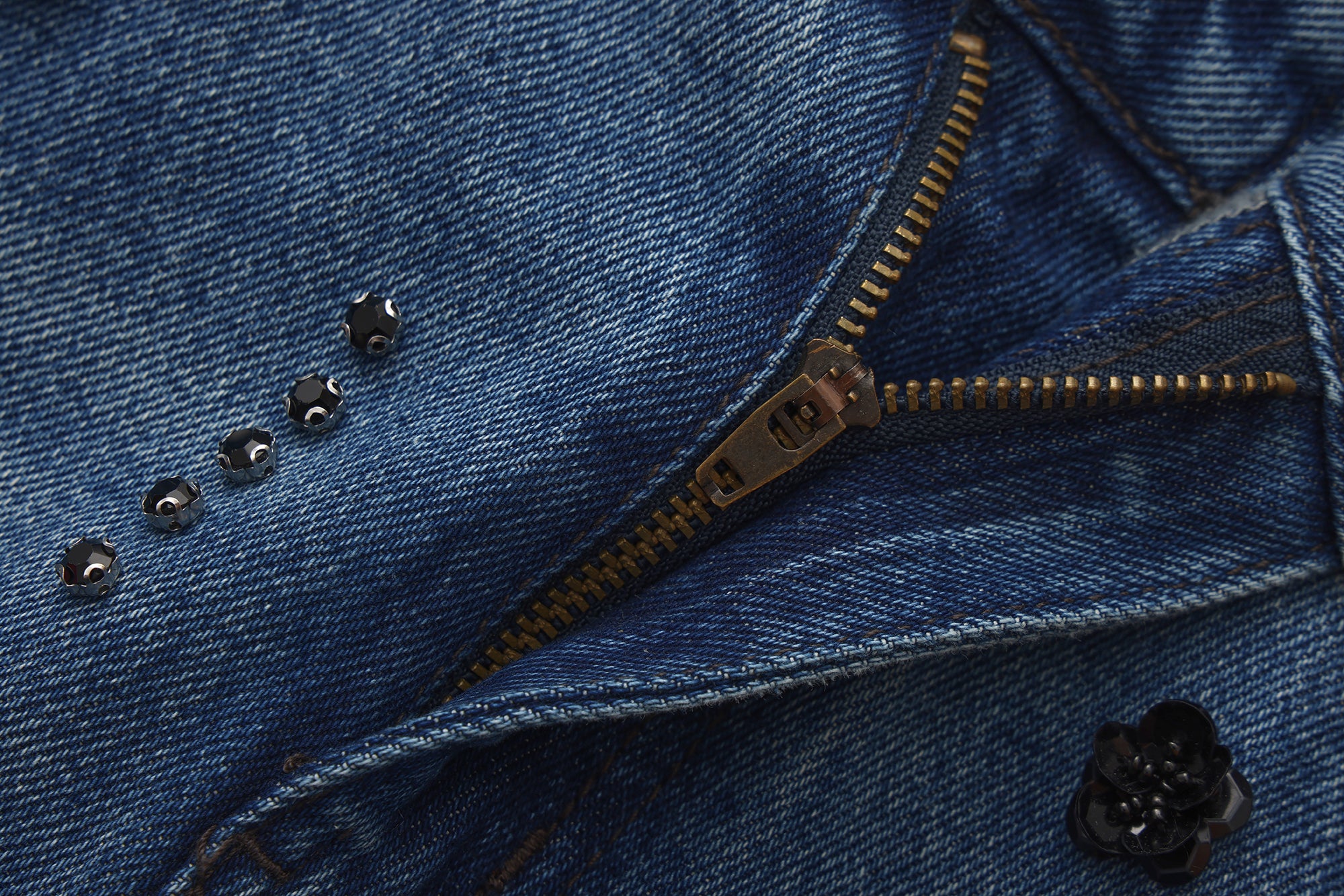 Straight-Leg Beaded Jeans