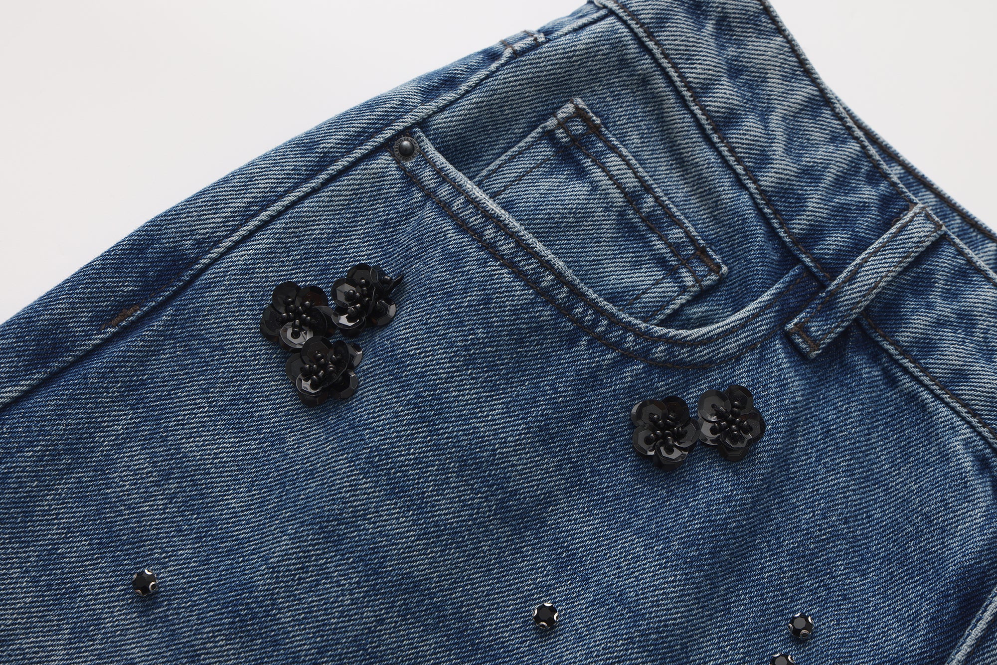 Straight-Leg Beaded Jeans