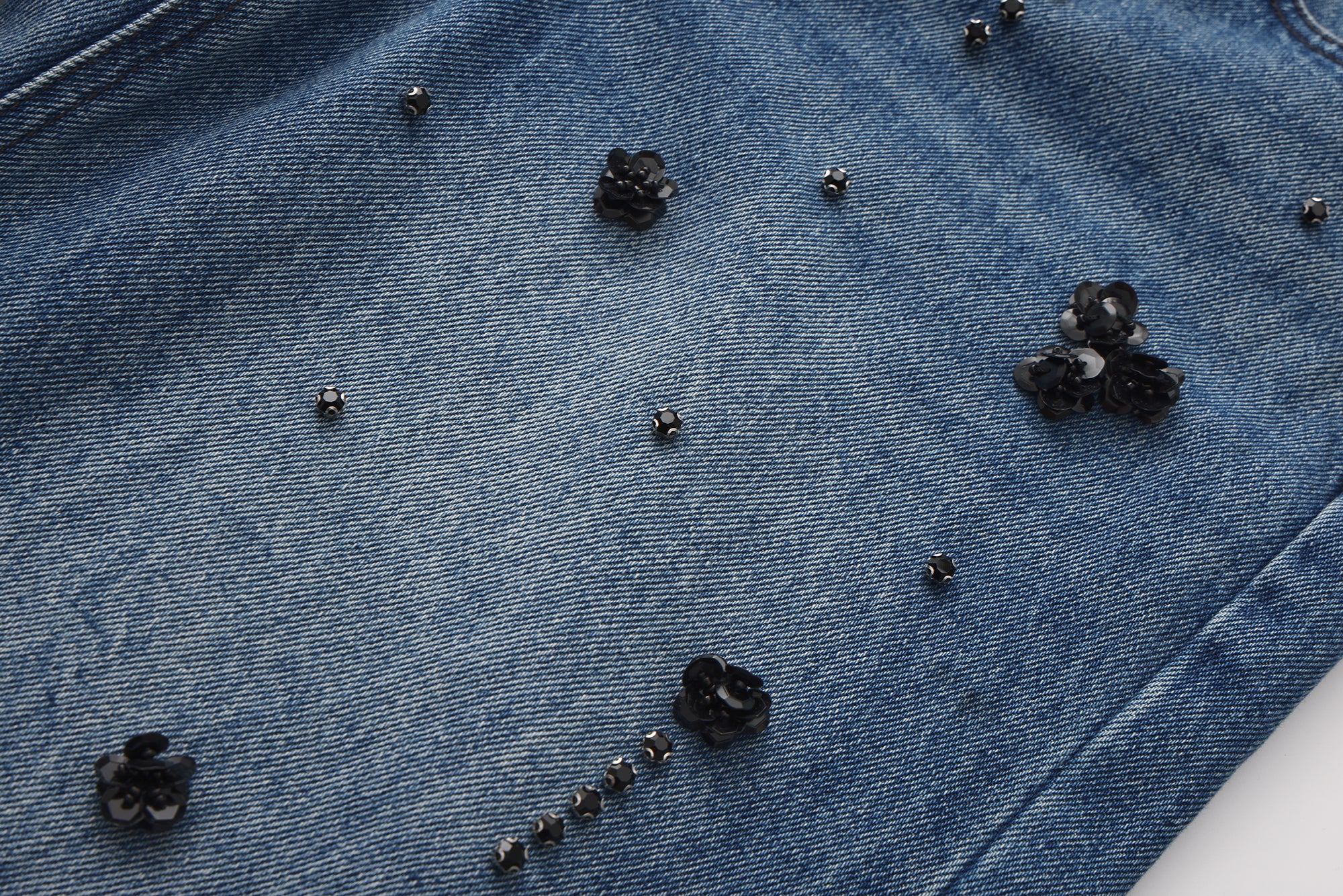 Straight-Leg Beaded Jeans