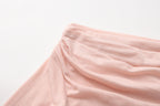 Pink Off-The-Shoulder Pleated Bow Ribbon Blouse