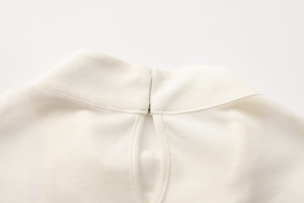 White Beaded Mock-Neck False Two-Piece Top