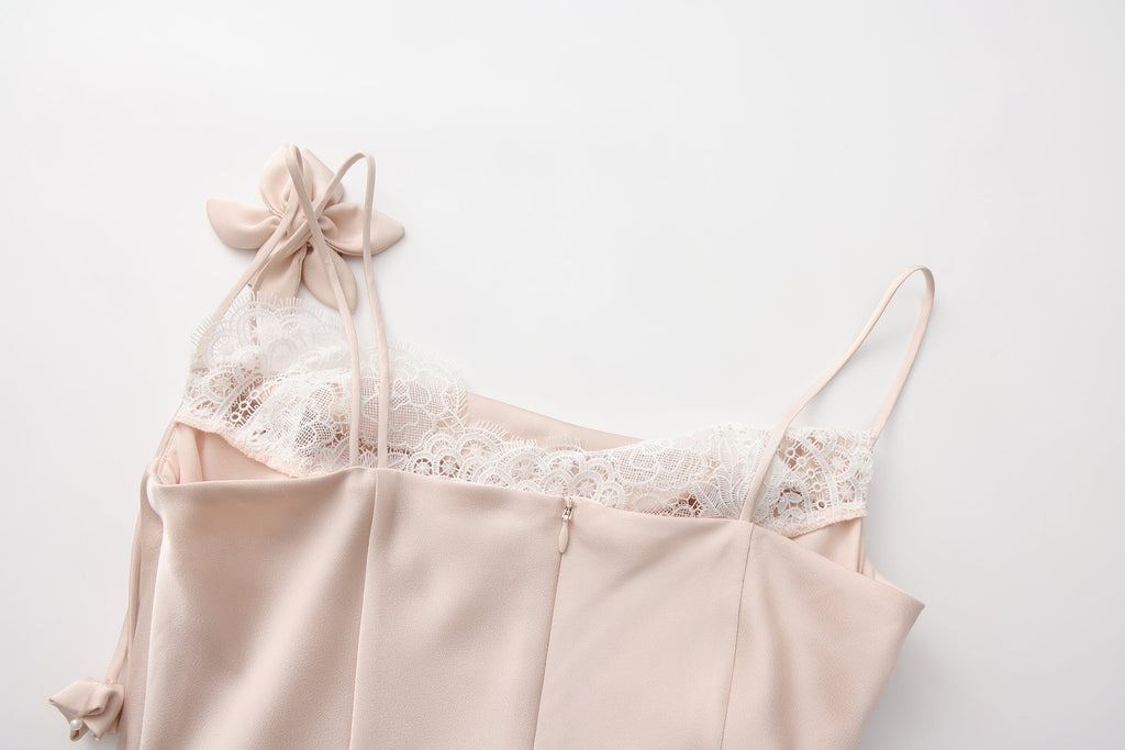 Pink Lace Panel Iris Tie Dress