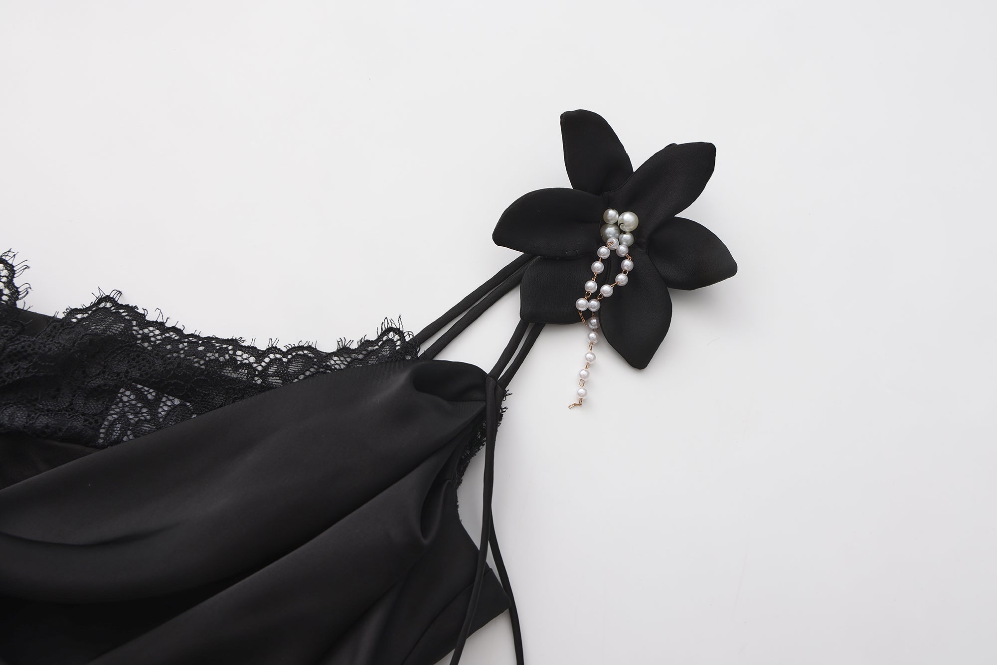 Black Lace Panel Iris Tie Dress