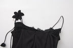 Black Lace Panel Iris Tie Dress