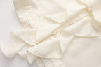 Oversized V-Neck Tie Top with Sequin Ruffle Trim