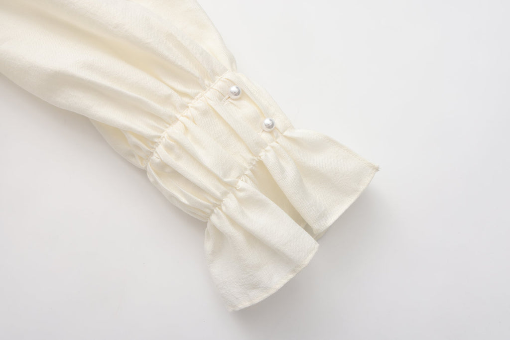 Oversized V-Neck Tie Top with Sequin Ruffle Trim