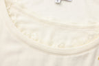 White Lace Panel Oversized Mock Two-Piece Base Top