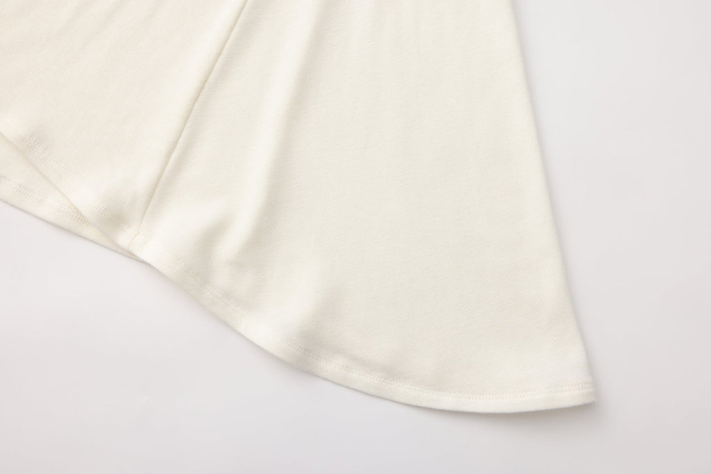 White Lace Panel Oversized Mock Two-Piece Base Top