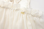White Off-Shoulder Glitter Mesh Twin Set Top