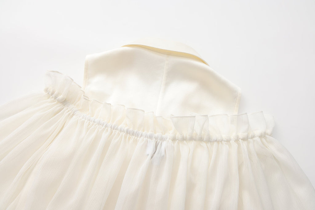 White Off-Shoulder Glitter Mesh Twin Set Top