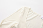 White U-Neck Long-Sleeve Panel Dress with Iris Floral Tie