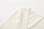 White U-Neck Long-Sleeve Panel Dress with Iris Floral Tie