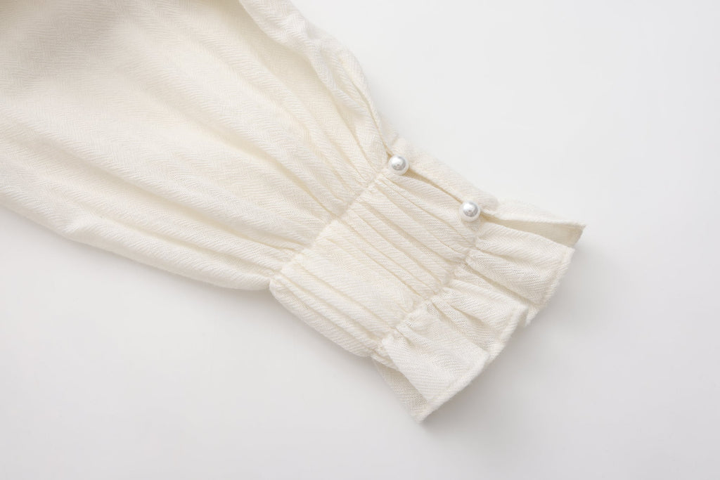 White V-Neck Lace Ruffle Panel Tie Dress