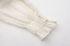 White V-Neck Lace Ruffle Panel Tie Dress