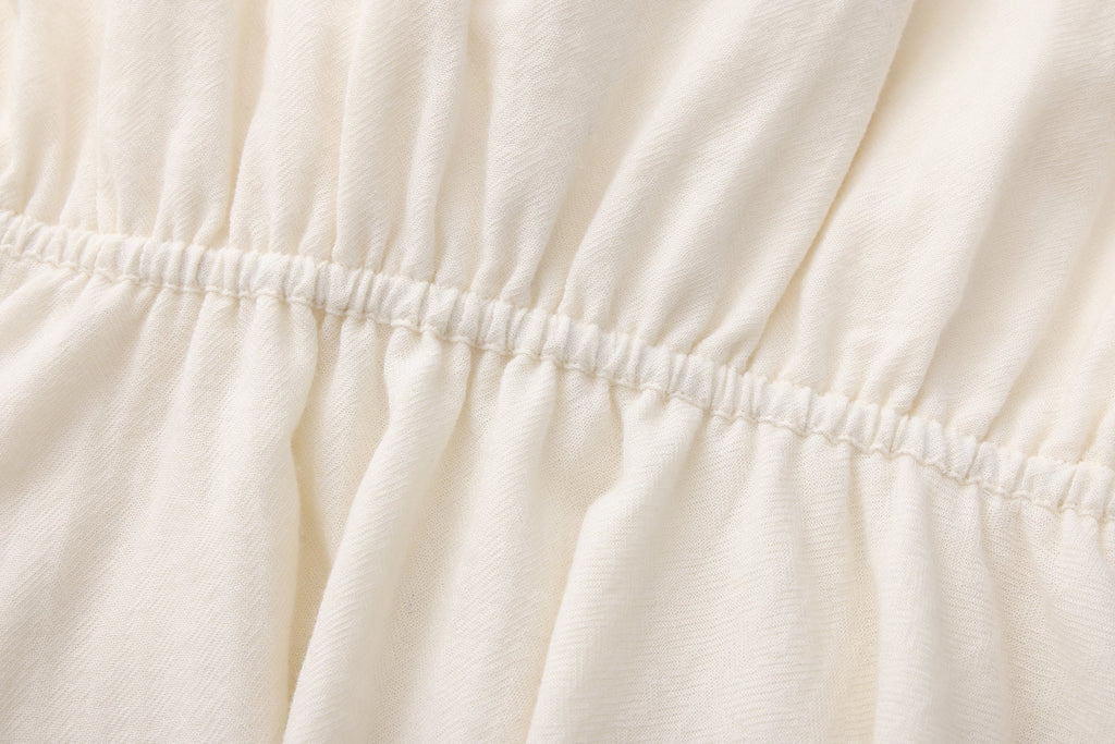 White V-Neck Lace Ruffle Panel Tie Dress